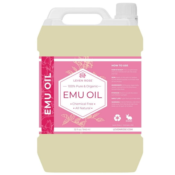Aceite de Emú Leven Rose 32 oz Fortalecedor del Cabello 100% Puro y Natural e Hidratante Antienvejec