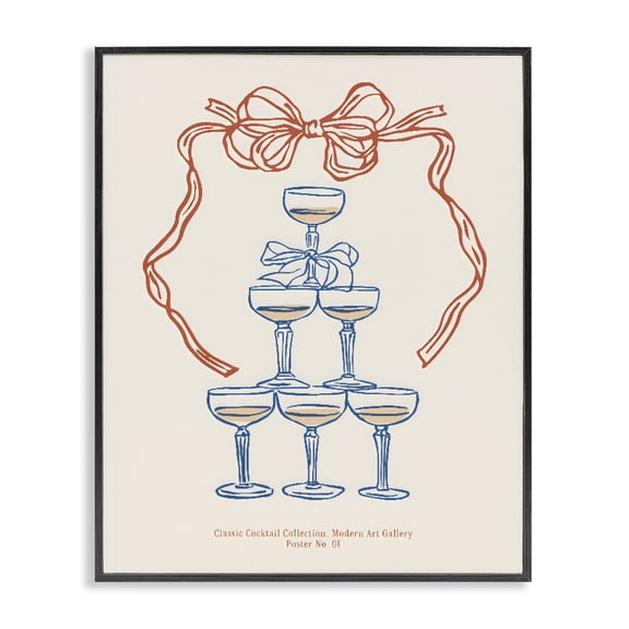 Stupell Industries Mid-Century Classic Cocktail Tower Black Framed Giclee Art, 11 x 14, by The Prints Vibe