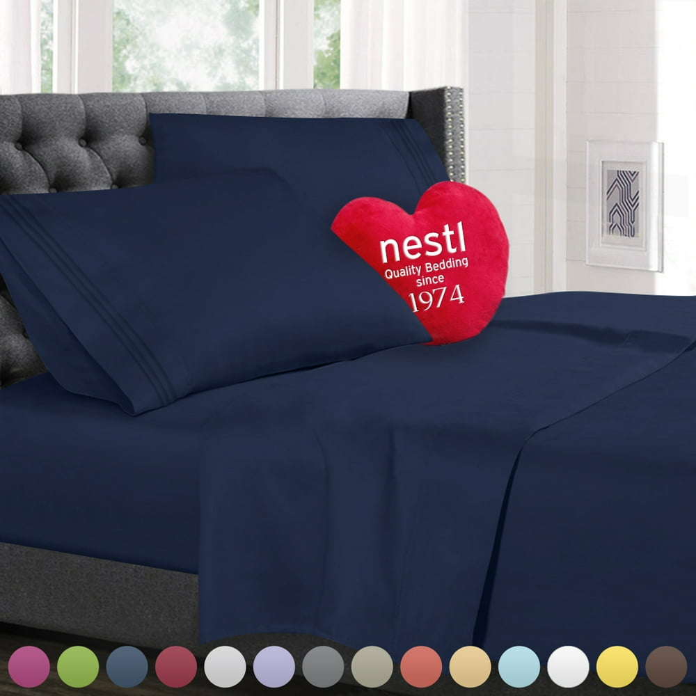 Nestl Bedding Premium 1800 Deep Pocket 4 Piece Bed Sheet Set Hotel