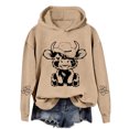 thumbnail image 4 of Womens Christmas Hoodies Graphic Xmas Cow Print Long Sleeve Fashion Hooded Sweatshirts Trendy Casual Pullover, 4 of 4