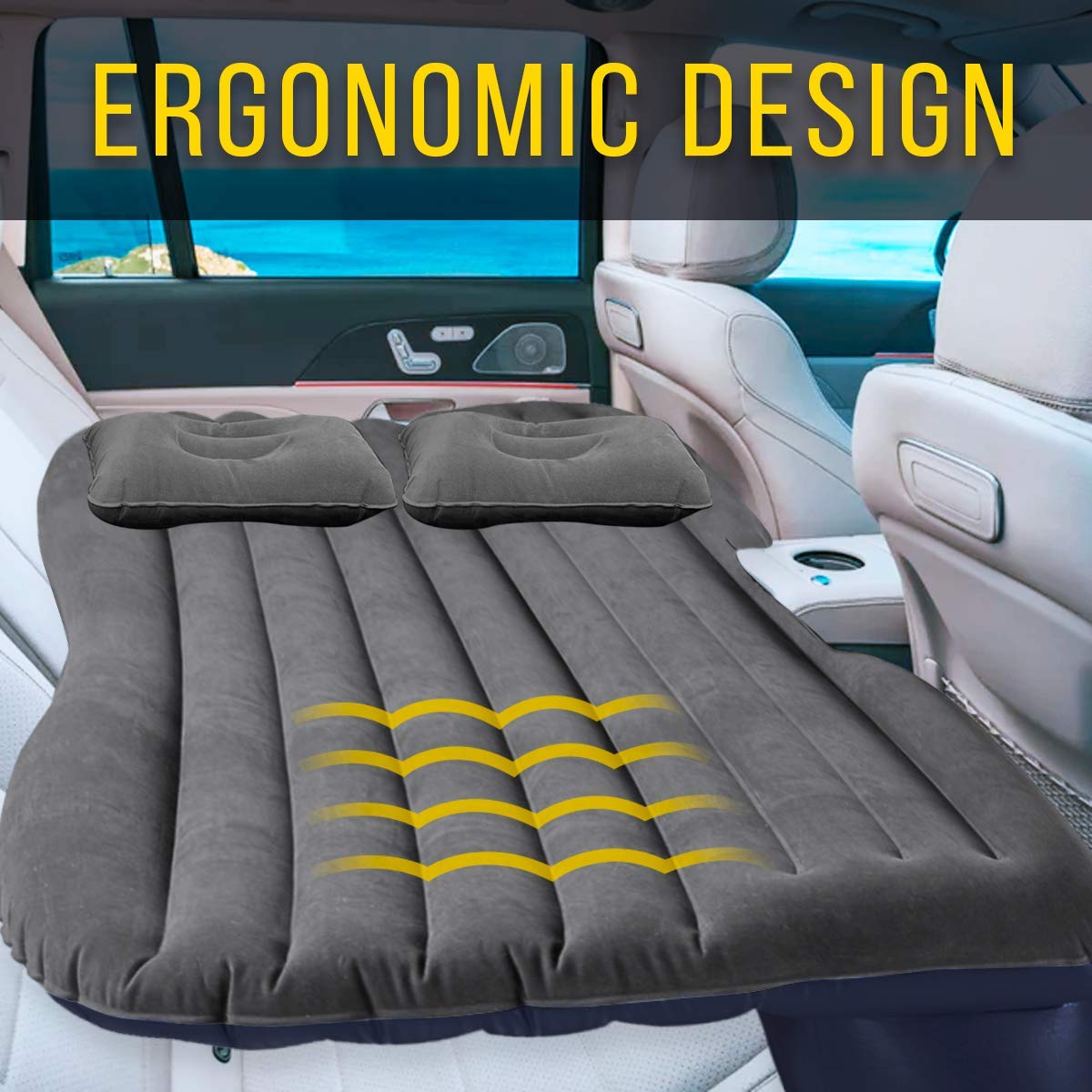 Zento Deals Backseat Blow-Up Vehicle Camping Mattress with 2 Pillows ...