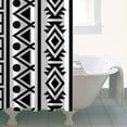 thumbnail image 5 of Small Stall Narrow Shower Curtain 36"W x 72"L – Tropical Bohemian Leaves, Mid-Century Abstract Boho Botanical Bathroom Decor, Vintage Floral Palm Leaf Pattern, Rustic Tribal Folk Style, 5 of 5