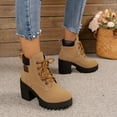 thumbnail image 5 of RUIYANQI Women's Chunky Heel Combat Boots Lace Up Platform Ankle Booties Trendy Lug Sole Work Boots Casual Fall Winter Fashion Footwear Durable Outdoor Shoes Yellow Women Sandal, 5 of 9
