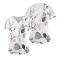 thumbnail image 2 of EHTMSAK Clearance Women Scrubs Tops with Pocket Floral V Neck Women Stretch Top Printing Top White XL, 2 of 7