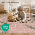 thumbnail image 4 of ODIKA 2'x3' Dusty Pink Botanical Trellis With Palm Washable Throw Rug Geometric Lattice Design Featuring Tropical Foliage Blooms Ferns for Hallway, Study Room, Non-Slip Low Profile, Flatwoven, 4 of 7