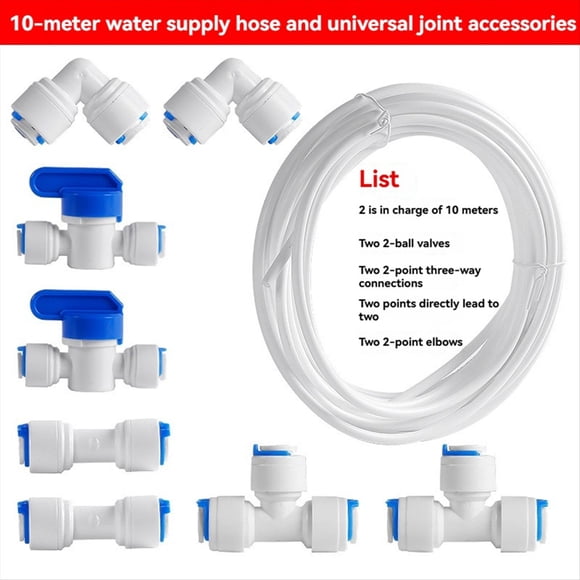 10M Refrigerator Water Line Kit Water Supply Pipe Tube and Fridge Connectors Kit with Quick Connect