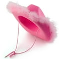 thumbnail image 3 of 1PC Hat Pink Polyester Hat With Feather Feather Brim Adult Size Cowboy Hat With Feathers for Costume Party Play Dress Up Outfits for Women, 3 of 3