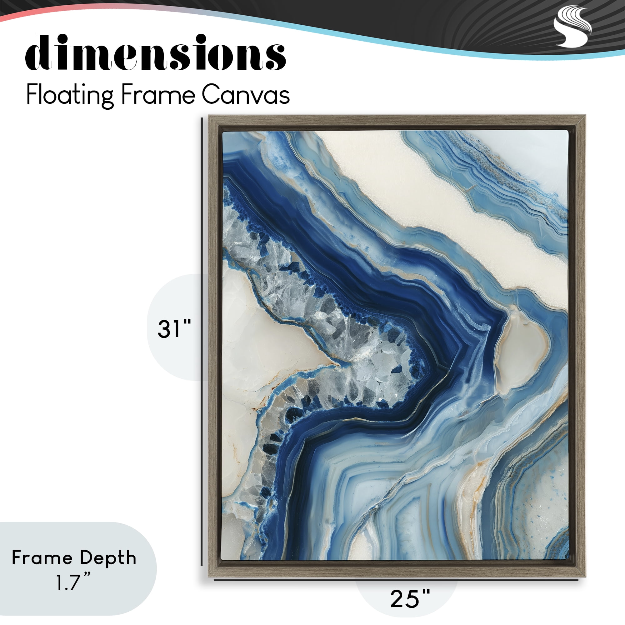 Stupell Industries Sea Colored Stones Geode Brown Framed Floater Canvas Wall Art, design by Svetlana Aleynikova