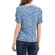 thumbnail image 3 of INSPIRAR CHIC Blusas de Mujer con Fruncidos, Cuello Redondo, Manga Corta, Espalda con Abertura, Floral, XL, Azul y Blanco, 3 of 7