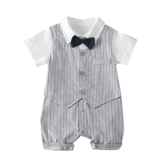 Mercatoo Summer Short Sleeved Children's English Gentleman Baby One Year Old Dress Boy Gentleman Baby Boy Outfits