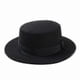 thumbnail image 1 of Flat Top Wool Hat in Black for Stylish Felt Pork Pie Boater Look, 1 of 1