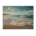 thumbnail image 3 of Designart "Coastal Waves Seaside Charm" Landscapes Print on Natural Pine Wood, 3 of 5