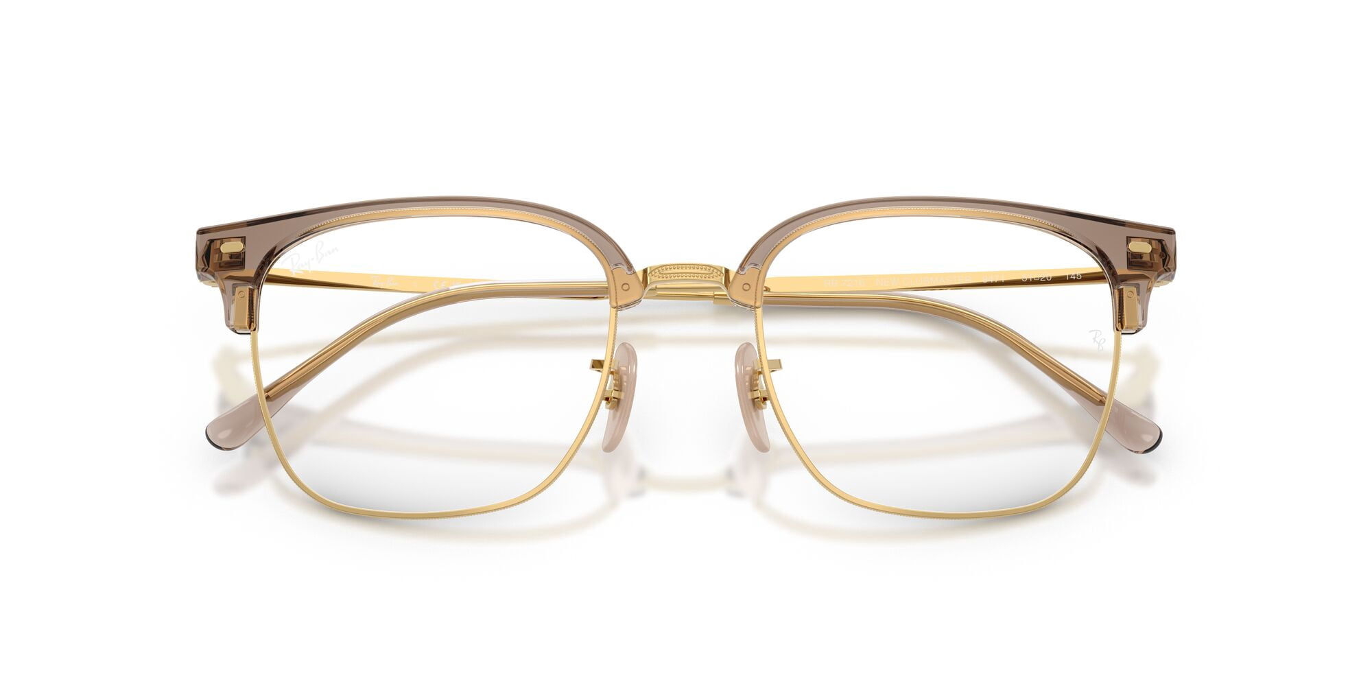 Ray-Ban Unisex Size 51 New Clubmaster Prescription Eyeglasses, Beige on Gold/Demo Lens