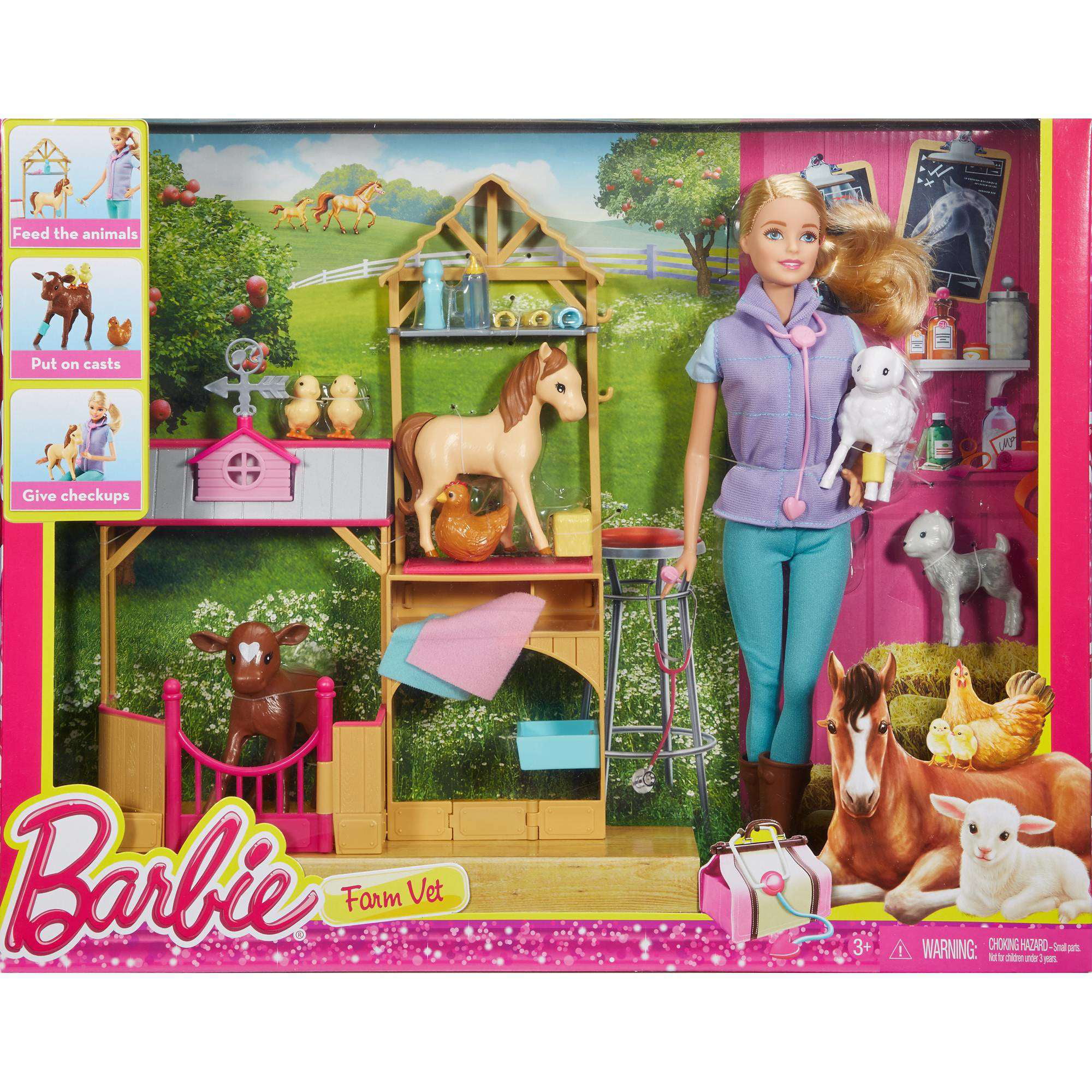barbie careers farm vet doll & playset