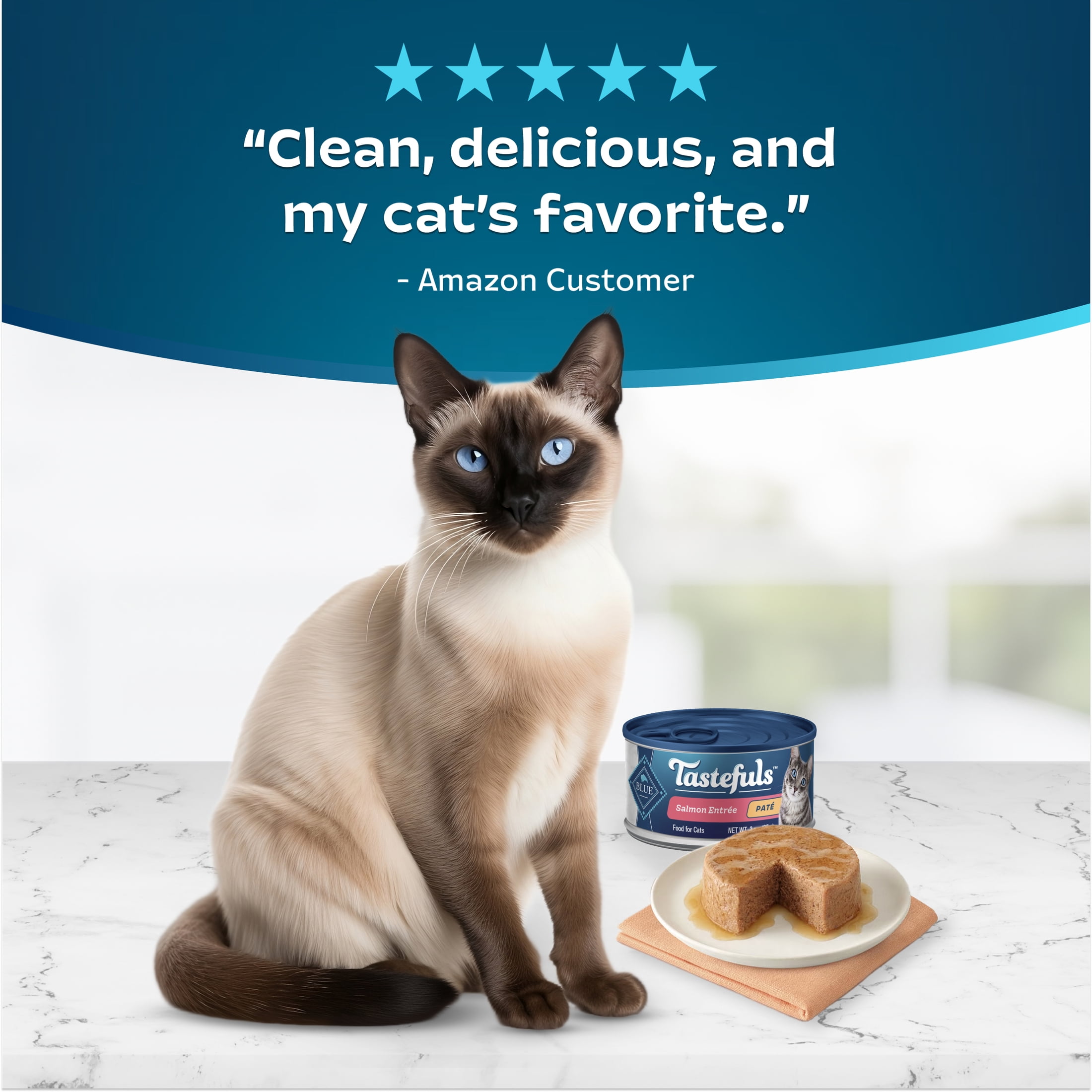 Blue Buffalo Tastefuls Natural Wet Cat Food Cans, Paté Style, Salmon Entrée 3-oz Cans (Pack of 4)