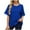 Blue, variant on Sevevn Women's Fashion Casual Spring And Summer New Solid Color Thread Round Neck With Shoulder Loose Short-Sleeved Top Black S Gift for Girls