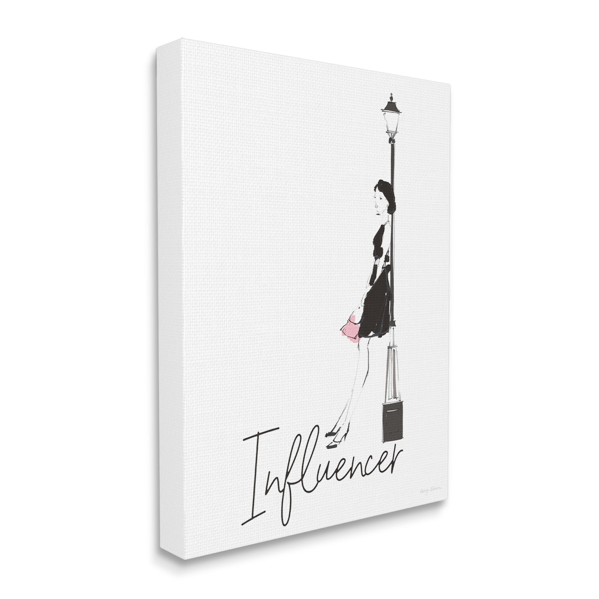 Stupell Industries Chic Influencer Calligraphy Woman Leaning Lamp Post Graphic Art Gallery Wrapped Canvas Print Wall Art, Design by Avery Tillmon