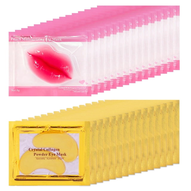 Mascarilla para labios y ojos Eakroo, 30 pares, colágeno con oro de 24K