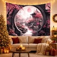 thumbnail image 3 of Moon Gate with Pagodas and Cherry Blossoms, Mystical Dreamy Japanese Inspired for Nature Lovers, Asian Landscape Wall Art, Housewarming Gift Tapestry Wall Hanging for Living Room and Bedroom, 3 of 7