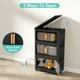 thumbnail image 6 of Black, 20" Side Wide Folding Storage Cabinet ,3 Tiers,19.69"×11.81"×31.10",Collapsible Storage Bins with Magnetic Door, Plastic Storage Cabinet with Wheels, 6 of 18