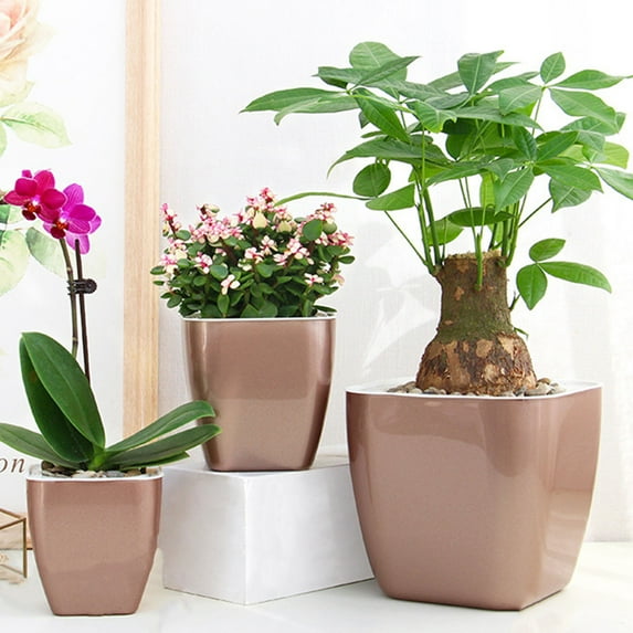 Skindy Self-Watering Flower Pot - Heat-Resistant PP Material with Automatic Draining System for Household Plant Care