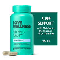 Love Wellness Sleeping Beauty, Sleep Support, with Melatonin, Magnesium & L-Theanine, 60 Count Sleep Aid