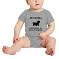 thumbnail image 2 of Warning: Protected by A Cesky Terrier Dog Funny Baby Rompers Infant Clothes (Gray,6-12 Months), 2 of 5