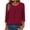 Red, variant on Maplenight Womens Tops Crew Neck 3/4 Sleeve Striped Shirts Relaxed Fit Pleated Front Casual Tops Work Office Vacation Blouses