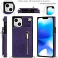 thumbnail image 2 of Crossbody Wallet Case for iPhone 15 Plus, PU Leather Zipper Handbag Purse Flip Cover with Kickstand Case for iPhone 15 Plus ZP Purple, 2 of 18
