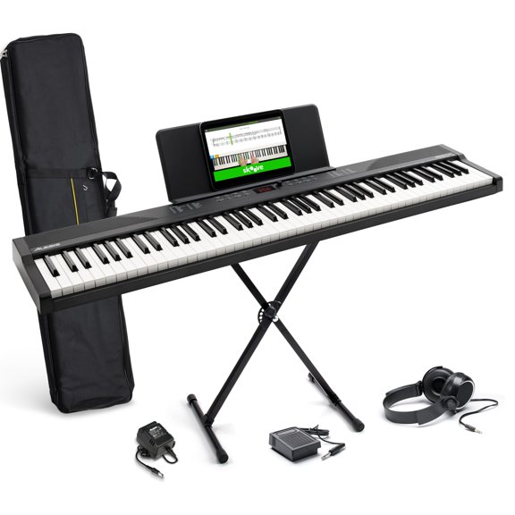 Teclado y piano Alesis de 88 teclas con 480 sonidos, altavoces y más