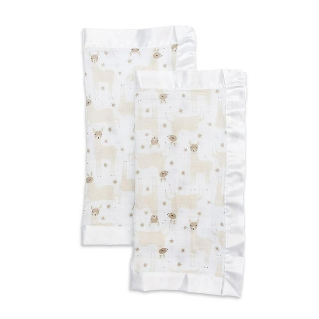 Lulujo - Baby Security Blanket Lovie Cotton Muslin with Satin Trim