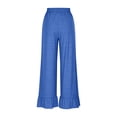 thumbnail image 6 of Womens Wide Leg Pants Drawstring Elastic High Waisted Ruffle Hem Palazzo Pant Flowy Comfy Casual Baggy Trousers 2026, 2XL, 6 of 8