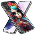 thumbnail image 2 of MUNDAZE Samsung Galaxy S22 Shockproof Clear Hybrid Protective Phone Case Halloween Spooky Colorful Day of the Dead Skull Girl Cover, 2 of 5