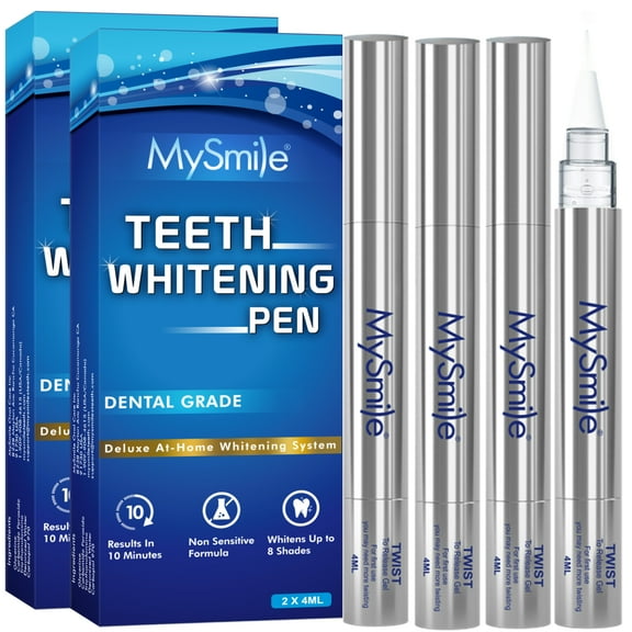 MySmile Teeth Whitening Pen, 4 x 4ml 22%CP Teeth Whitening Gel Refill, Removes Years Tooth Stains, Tooth Whitener, Non Sensitive