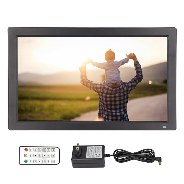 Marco de fotos digital de 18,5 pulgadas 1080P Máquina de publicidad HD portátil para el hogar 100-240 V Negro Enchufe de EE. UU. 100-240 V