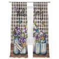 thumbnail image 7 of Hello Spring Sheer Curtains 84 Inch Length 2 Panels Set, Pastoral Purple Bottle Floral Black White Plaid Voile Window Treatment Curtains Sheers Drapes for Bedroom/Living Room/Kitchen 52"x84"x2, 7 of 7