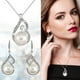 thumbnail image 3 of Silver Pearl Rhinestone Set Collar de perlas Pendientes Set de perlas de imitación de boda de cristal collar de novia Pendientes de regalo para las mujeres, 3 of 8