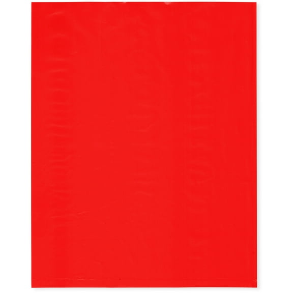 Plymor 8" x 10" (Pack of 100), Red 2 Mil Flat Open Plastic Poly Bags