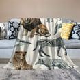 thumbnail image 2 of WYYP Excellent Hand Feel Flannel Blanket Animal Gifts for Kids Woodland Forest Animals Pattern Elephant Leopard Monkey Lion Hippo Print White, 2 of 6
