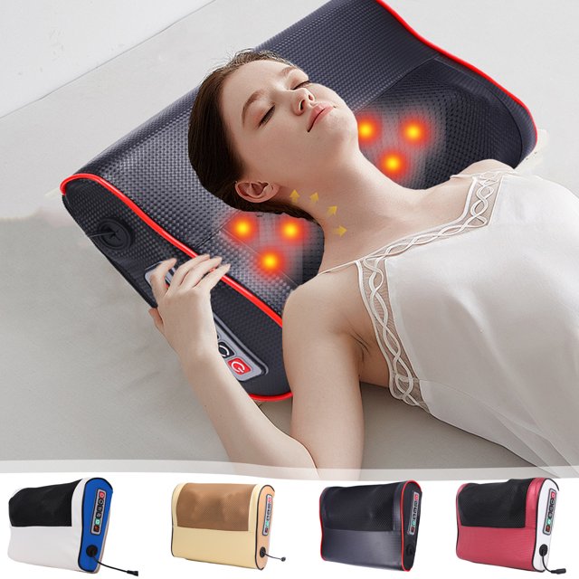 Oefntac Pillow Cervical Massage Tool Neck Massage Pillow Hot Compress Shoulder Waist Lumbar Kneading Multi function Massage Tool Car Home