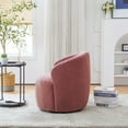 thumbnail image 4 of Onbeam Accent Chairs for Living Room and Bedroom - Swivel Barrel Chair and Reading Armchair with Teddy Fabric and Metal Base - Red, 4 of 10