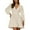 Beige, variant on Women's V Neck Flounce Dress - Elegant Ruffle Details, Polyester Fabric, Layering with Leggings, Spring/Fall Casual to Semi-Formal