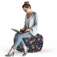 thumbnail image 2 of Fox Pouf Cover with Zipper, Cartoonish Pattern with Animal and Floral Strawberry Fruit Print, Soft Decorative Fabric Unstuffed Case, 30" W X 17.3" L, Dark Lavender Multicolor, by Ambesonne, 2 of 5