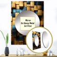 thumbnail image 3 of Designart "Abstract Geometric Grunge Gold Cubes II" Abstract Geometric Mirror Wall Decor - Modern Gold Abstract Mirror Wall Art For Entryway - 40" x 30" Inch, 3 of 5