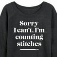 thumbnail image 3 of Instant Message - Sorry, I Can't, I'm Counting Stitches - Women's Lightweight French Terry Long Sleeve Shirt, 3 of 6