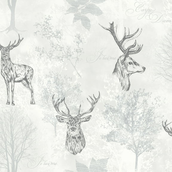 Arthouse Gilbert Black Etched Stag Wallpaper