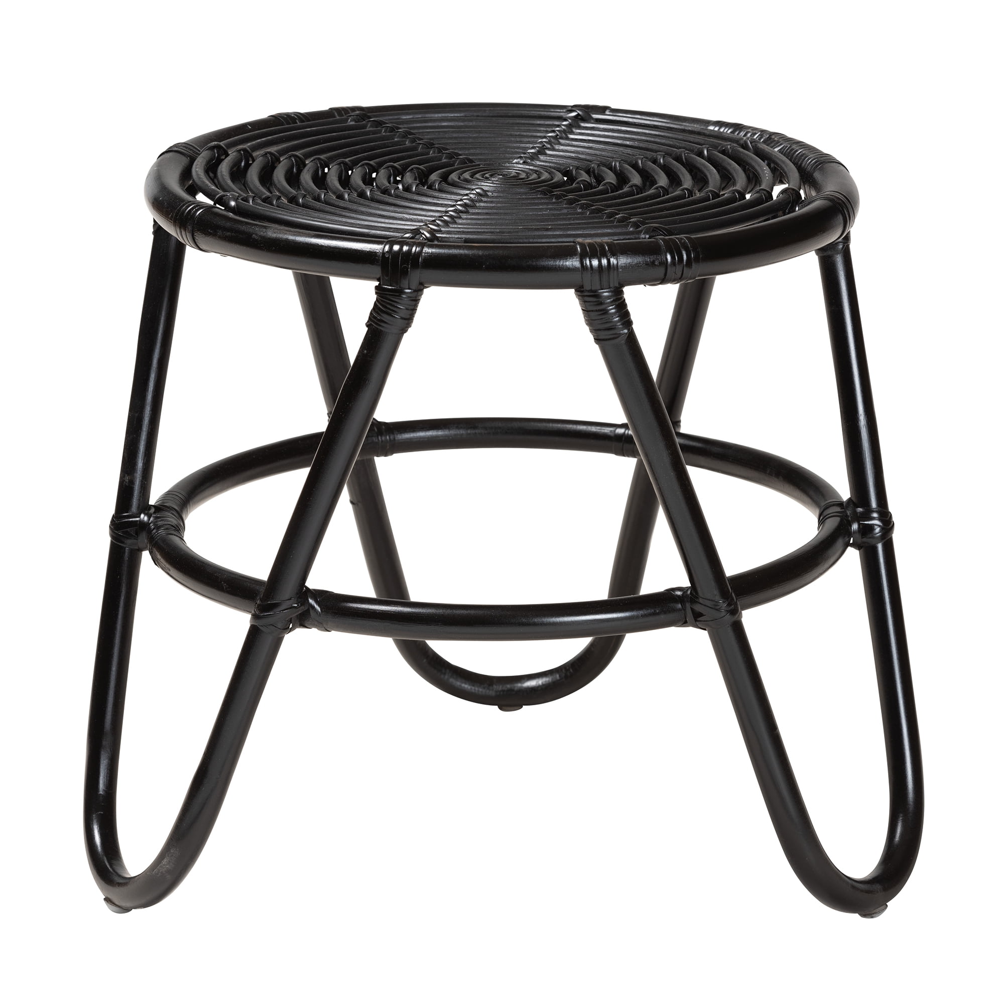 bali & pari Pertessa Rattan BOHO End Table, Black