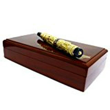 Deluxe Golden Style, Classical Chinese Dragons Playing with the Pearl Carved 3D Fountain Pen Black with Push in Style Ink Converter (Best Chinese Fountain Pen)