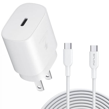 PD Type-C 25W Fast Home Charger 10ft USB-C Cable Power Travel Wall Adapter for Motorola One, Moto Z4 Z3 Play Z2 Play Z Play Droid Force Droid, Revvlry Plus, Edge Plus, G7 G6 G Stylus (2021)