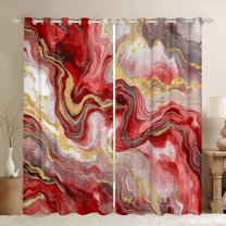 Castle Fairy Abstract Marble Blackout Curtains Set of 2 (52x84 Each) for Boys Girls Children,Gradient Marbling Watercolor Window Curtains,Gold Metallic Curtains and Drapes,Luxury Bedroom Decor
